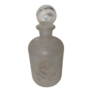 Frosted Glass Skull and Crossbones Poison Decanter